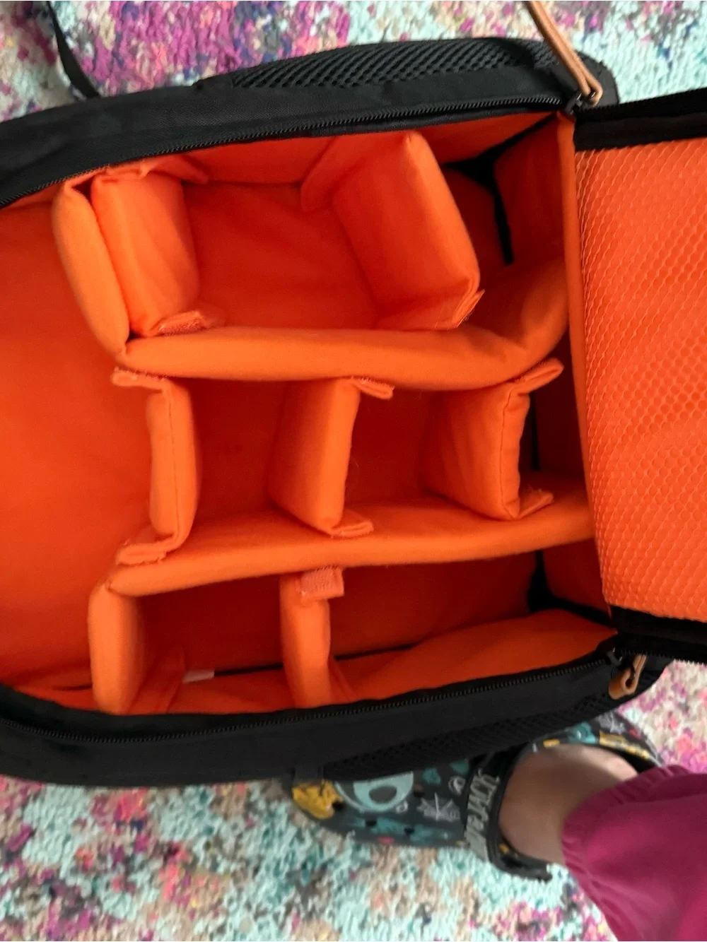 Compact Camera Insert Bag with Bright Orange Interior